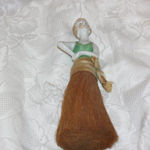Antique Victorian Porcelain Half Doll Lady Brush